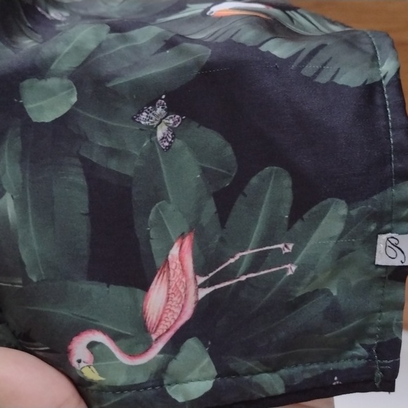 Plush Satin Jungle Print Button Down Pajama Shirt Size M Tropical Animal Print - Picture 9 of 13